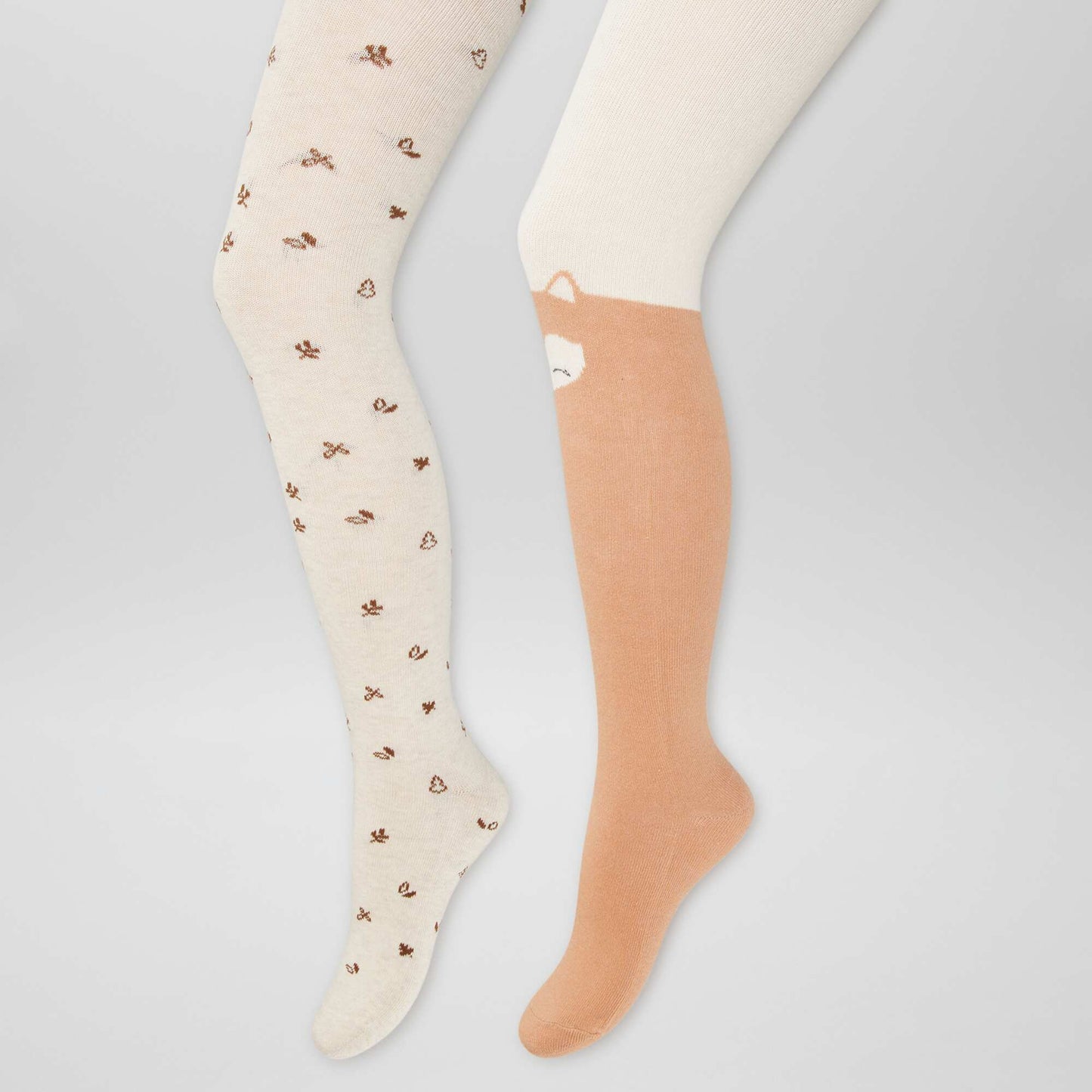 Lot de 2 collants chauds  'animaux' ORANGE