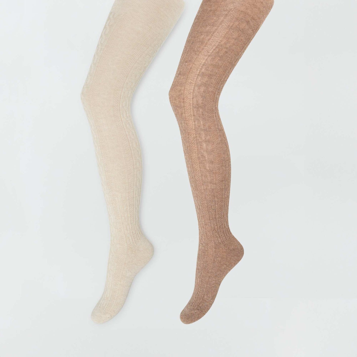 Collants chauds en maille - Lot de 2 Marron/beige