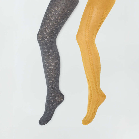 Collants chauds en maille - Lot de 2 Anthracite/jaune