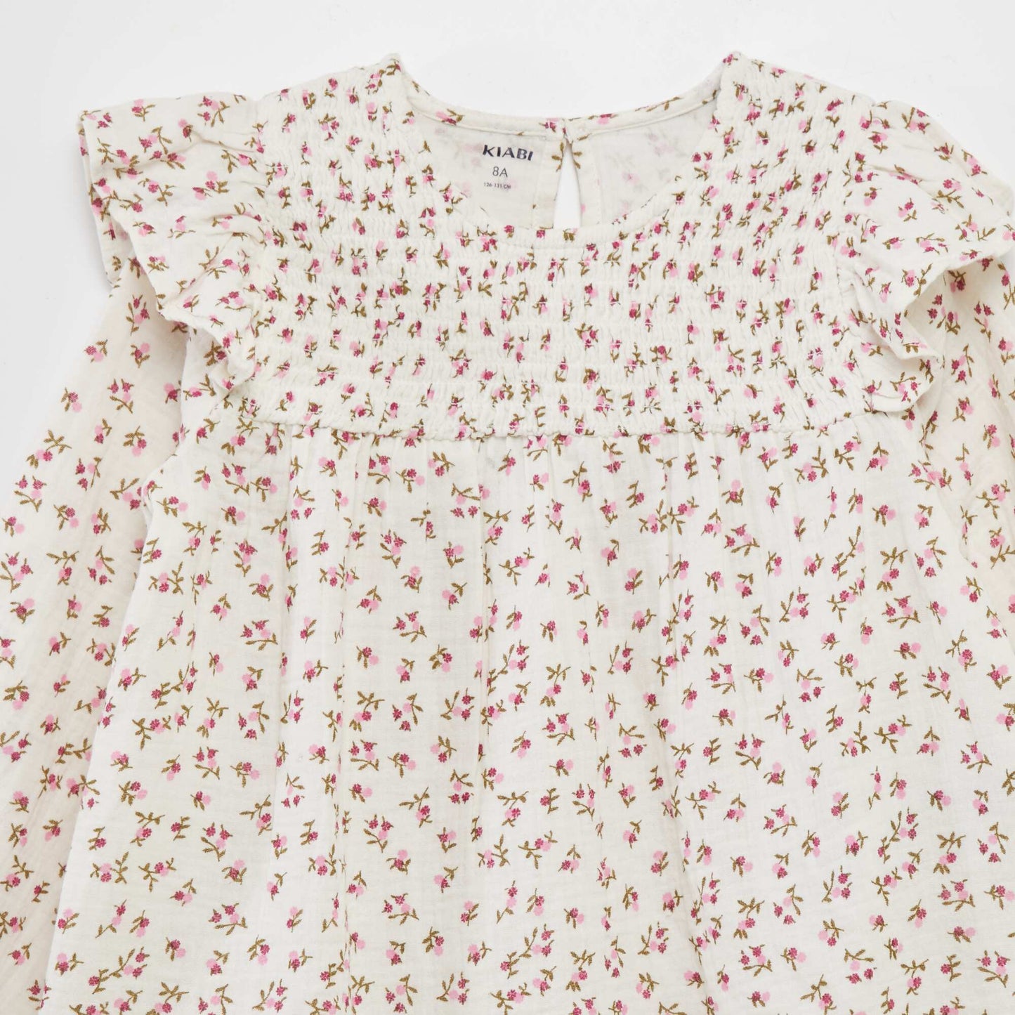 Blouse volantée à motif floral Blanc/rose/rouge