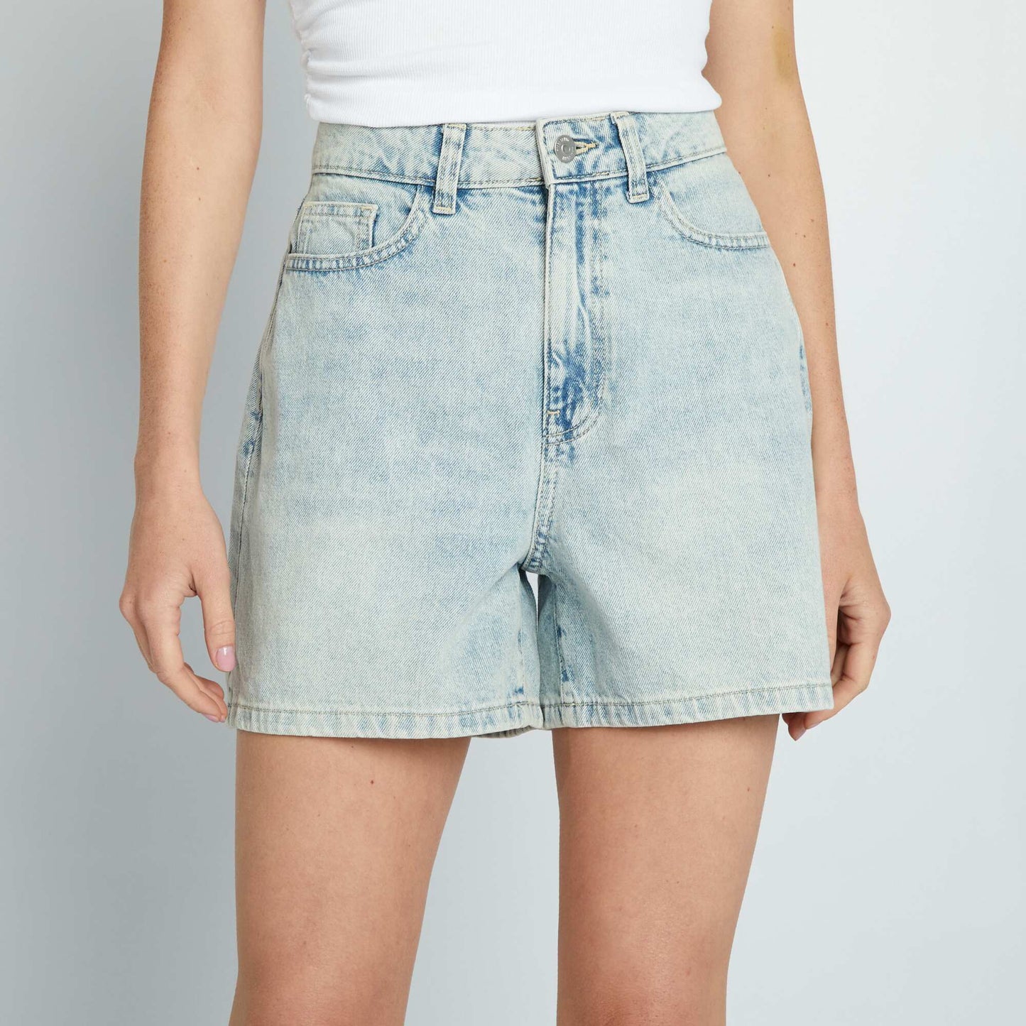 Short en jean taille haute Bleu clair