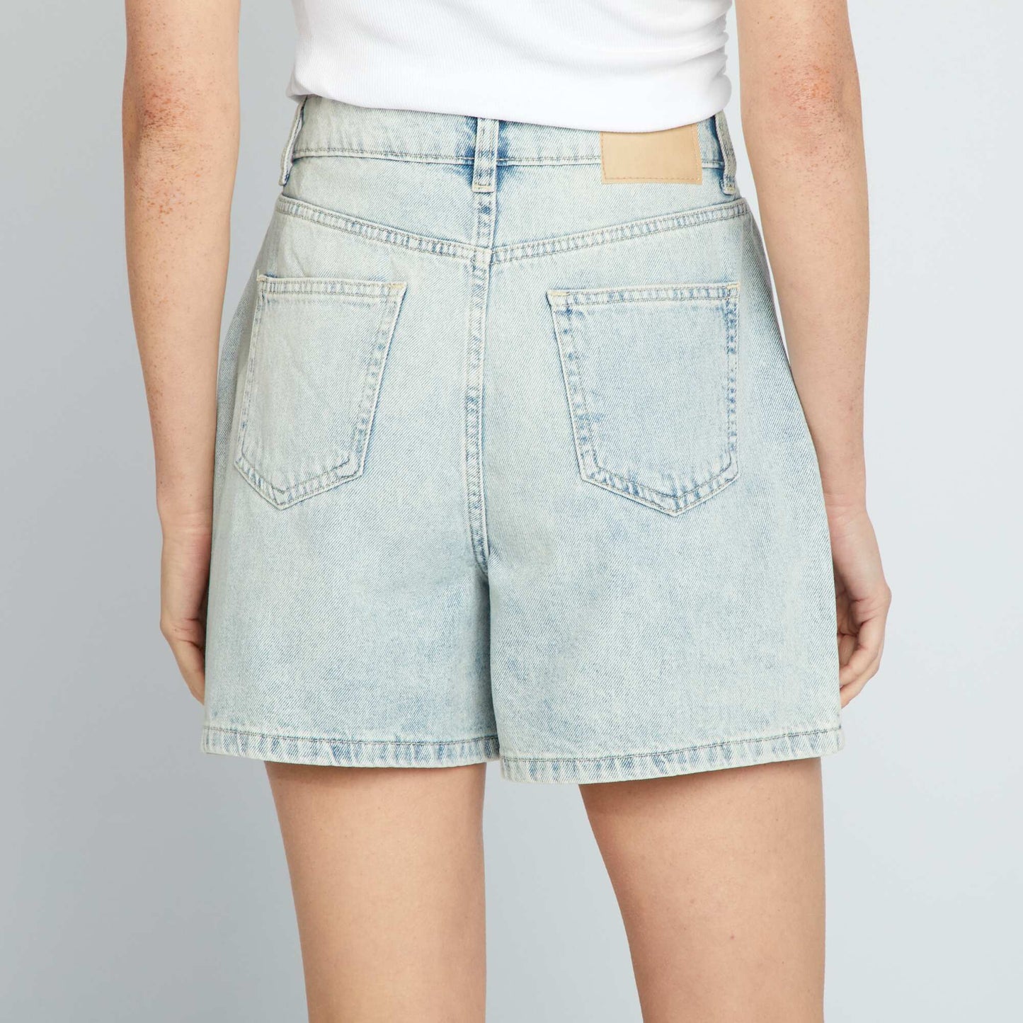 Short en jean taille haute Bleu clair