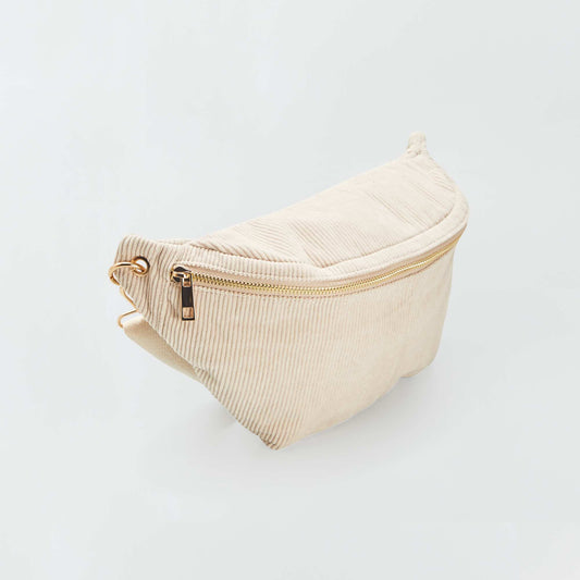 Sac banane en velours côtelé Beige