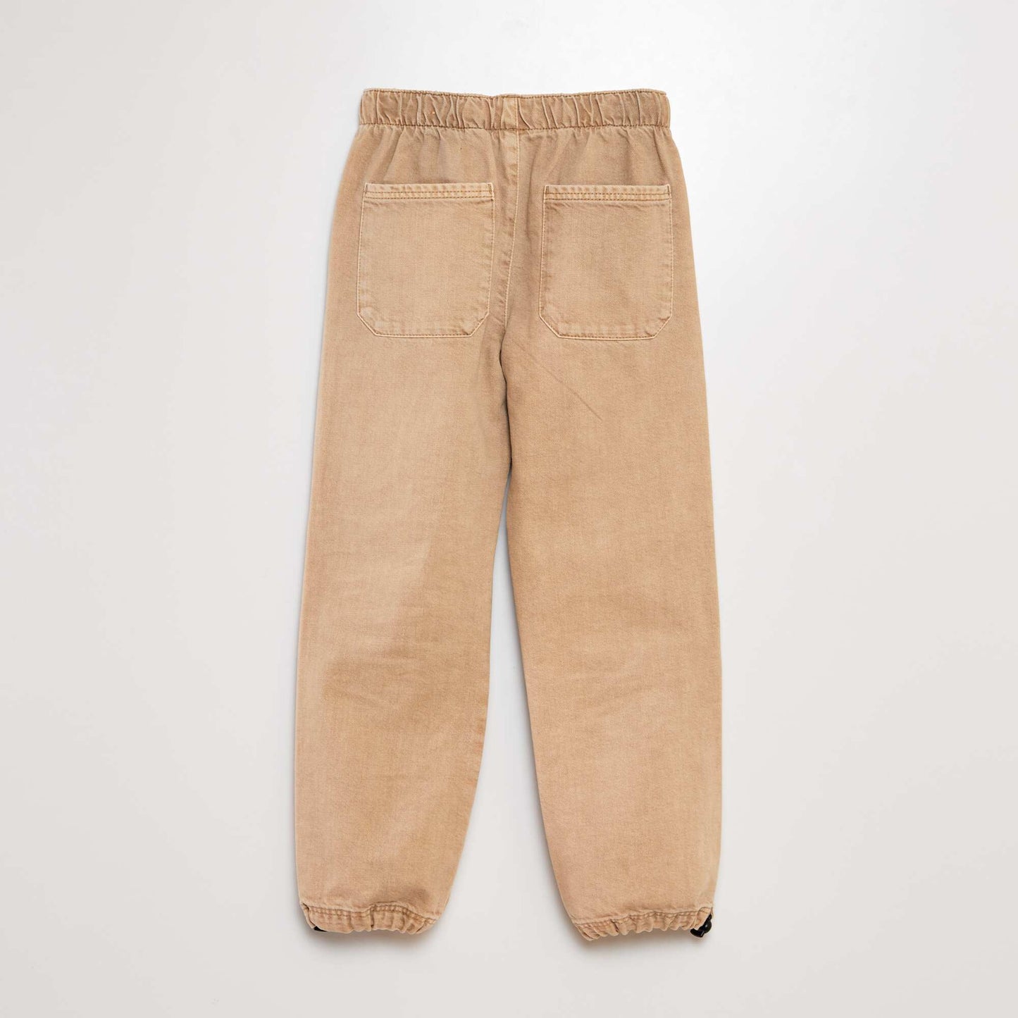 Pantalon en denim plis d'aisance genoux beige