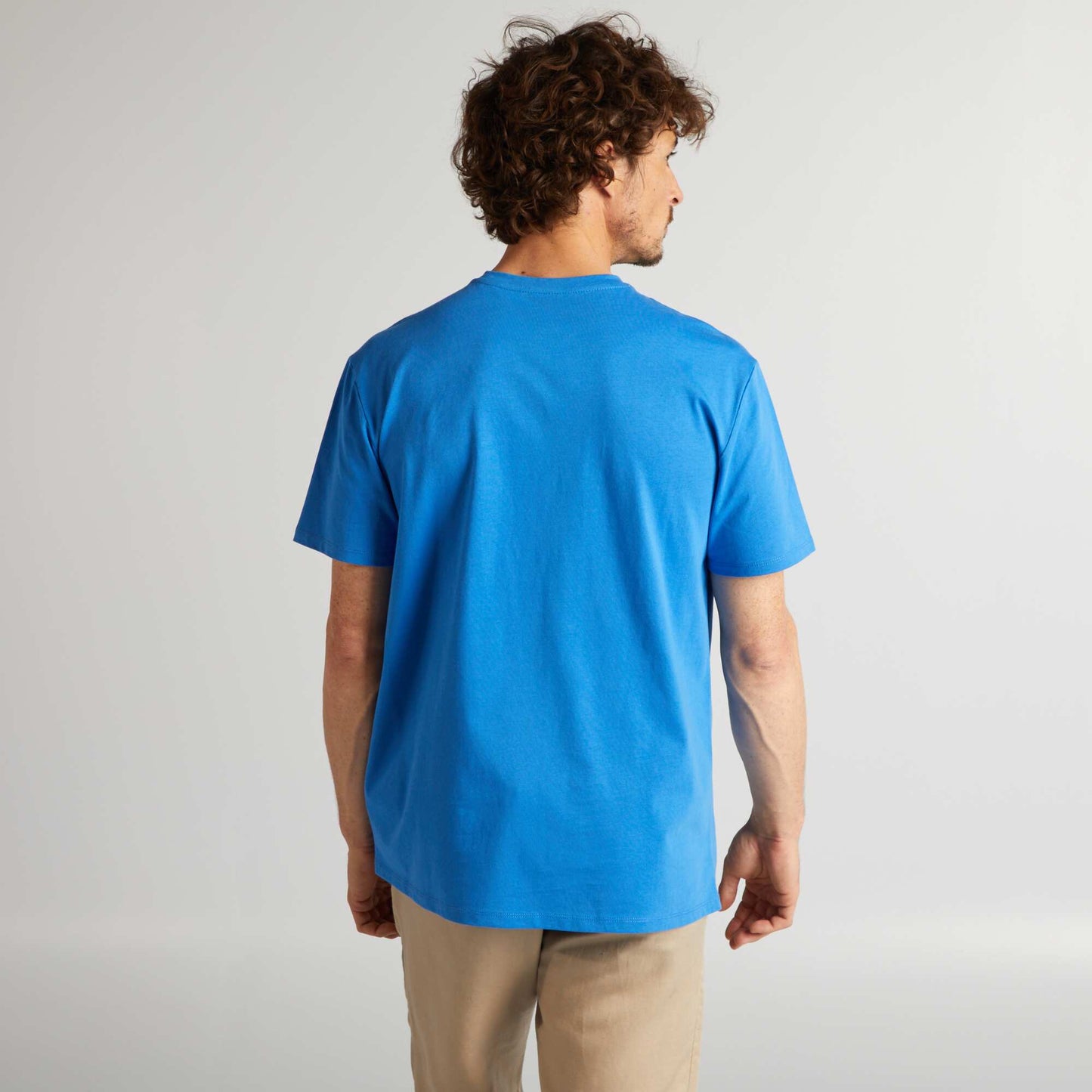 T-shirt en coton avec broderie Bleu