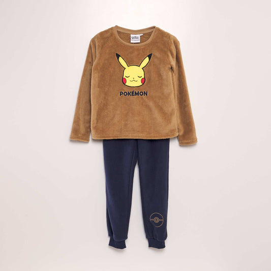 Ensemble pyjama polaire 'Pikachu' - 2 pièces Beige/bleu