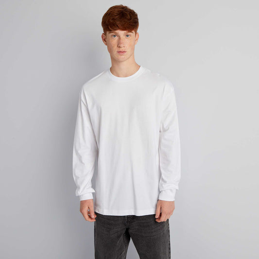 T-shirt uni manches longues Blanc