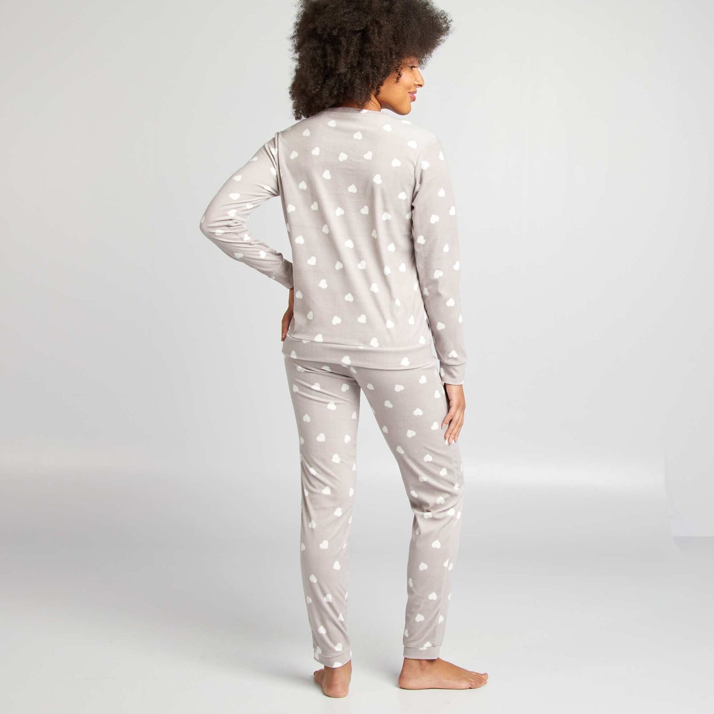 Ensemble pyjama 2 pièces imprimé Beige coeurs