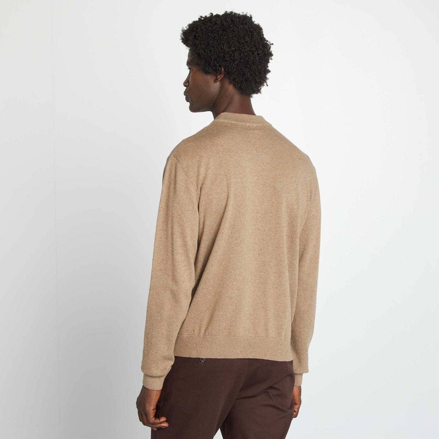 Pull uni col montant Marron