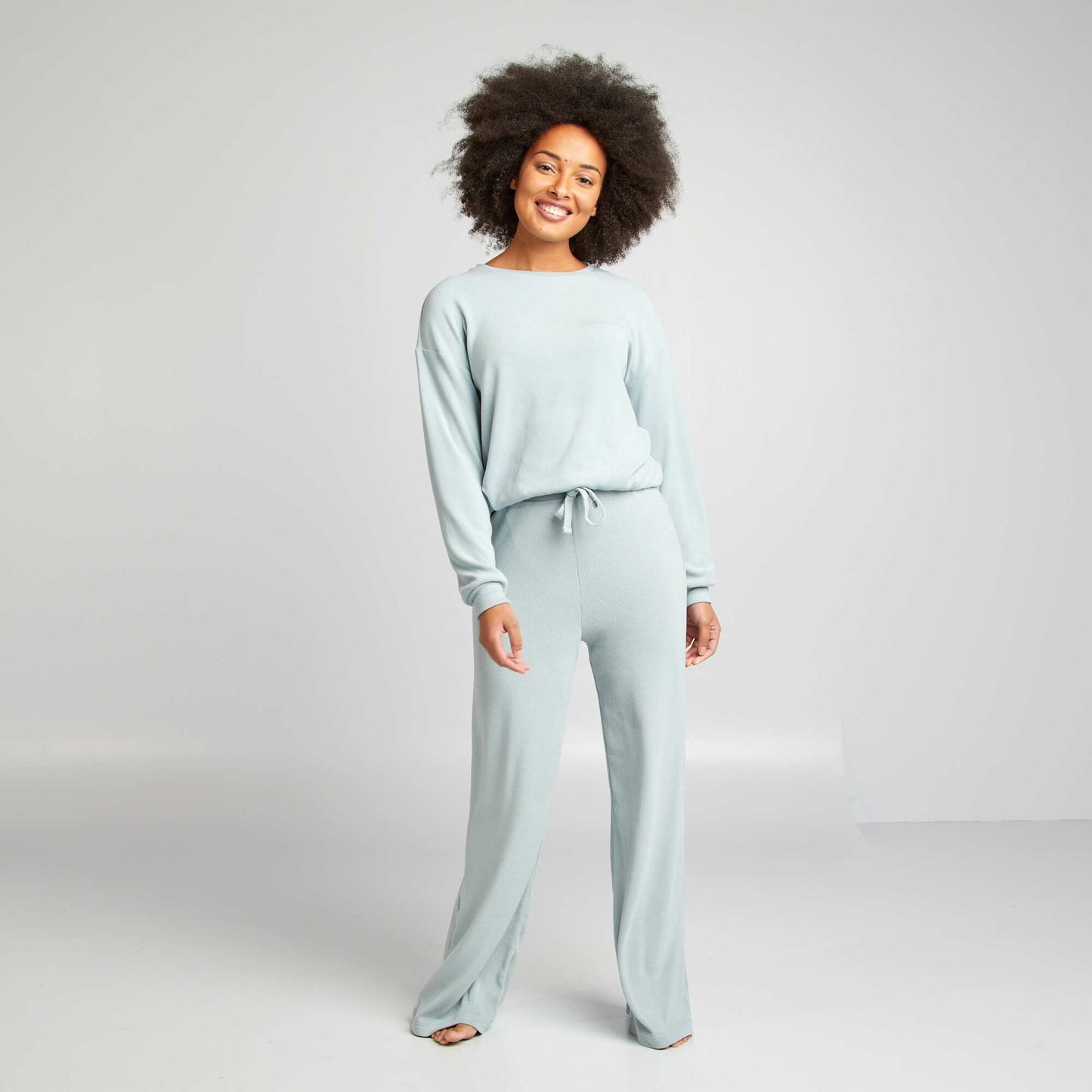 Ensemble sweat + pantalon en maille douce BLEU