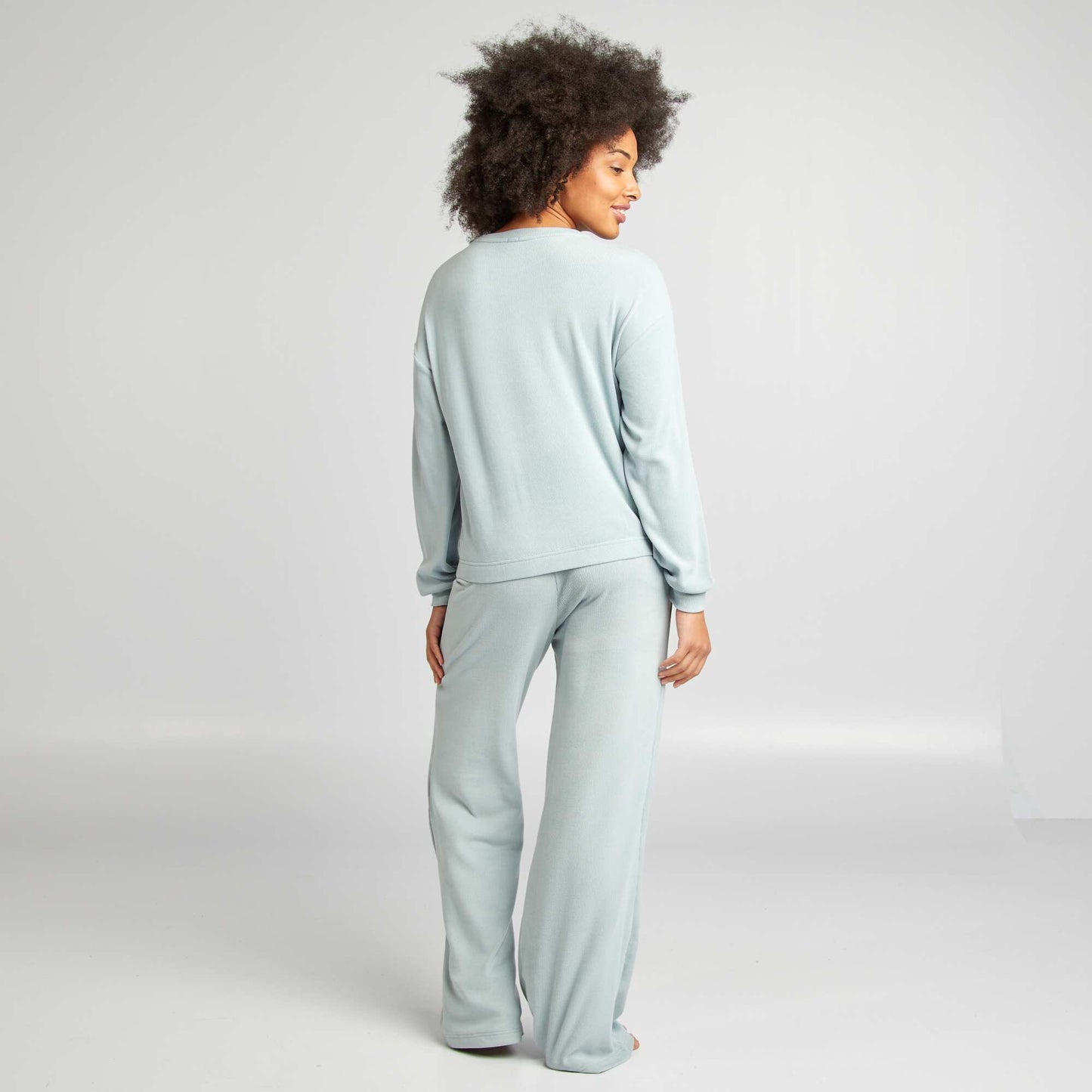 Ensemble sweat + pantalon en maille douce BLEU