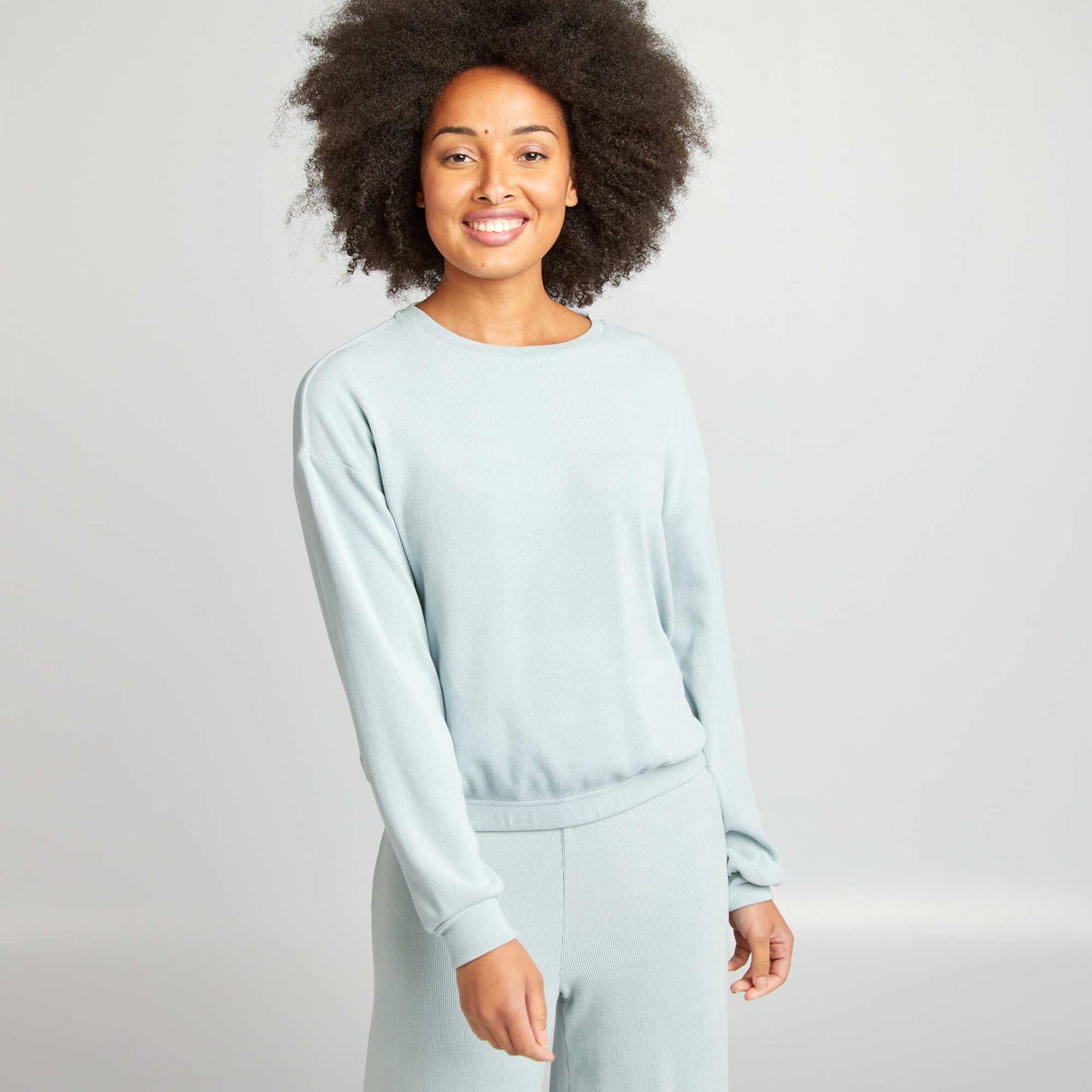 Ensemble sweat + pantalon en maille douce BLEU