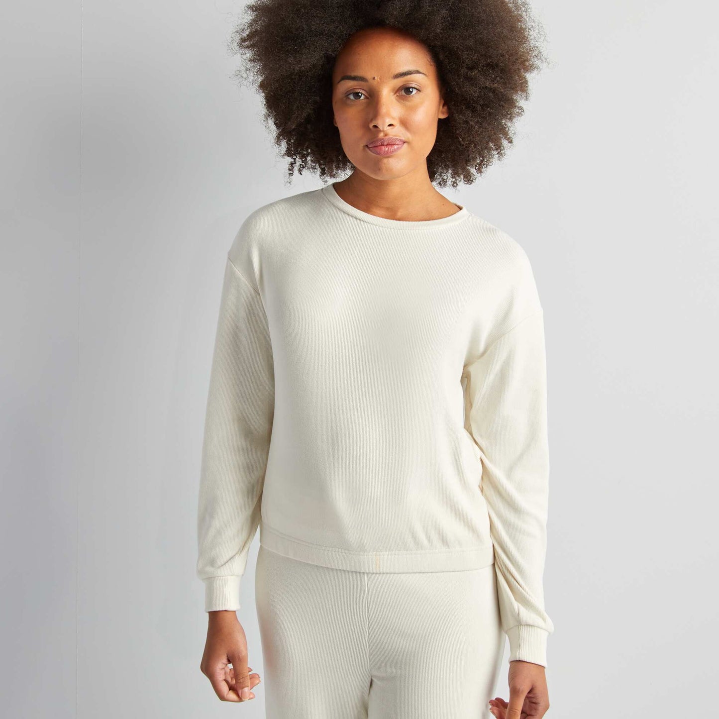 Ensemble sweat + pantalon en maille douce Beige