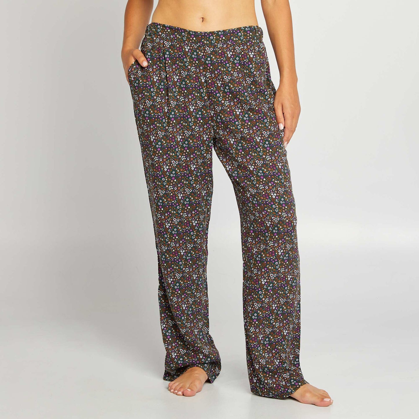 Pantalon de pyjama fleuri Vert