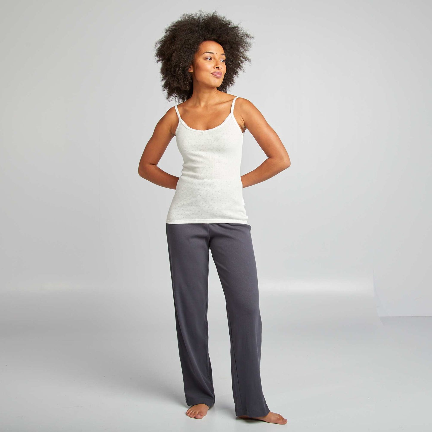 Pantalon de pyjama large rib Bleu