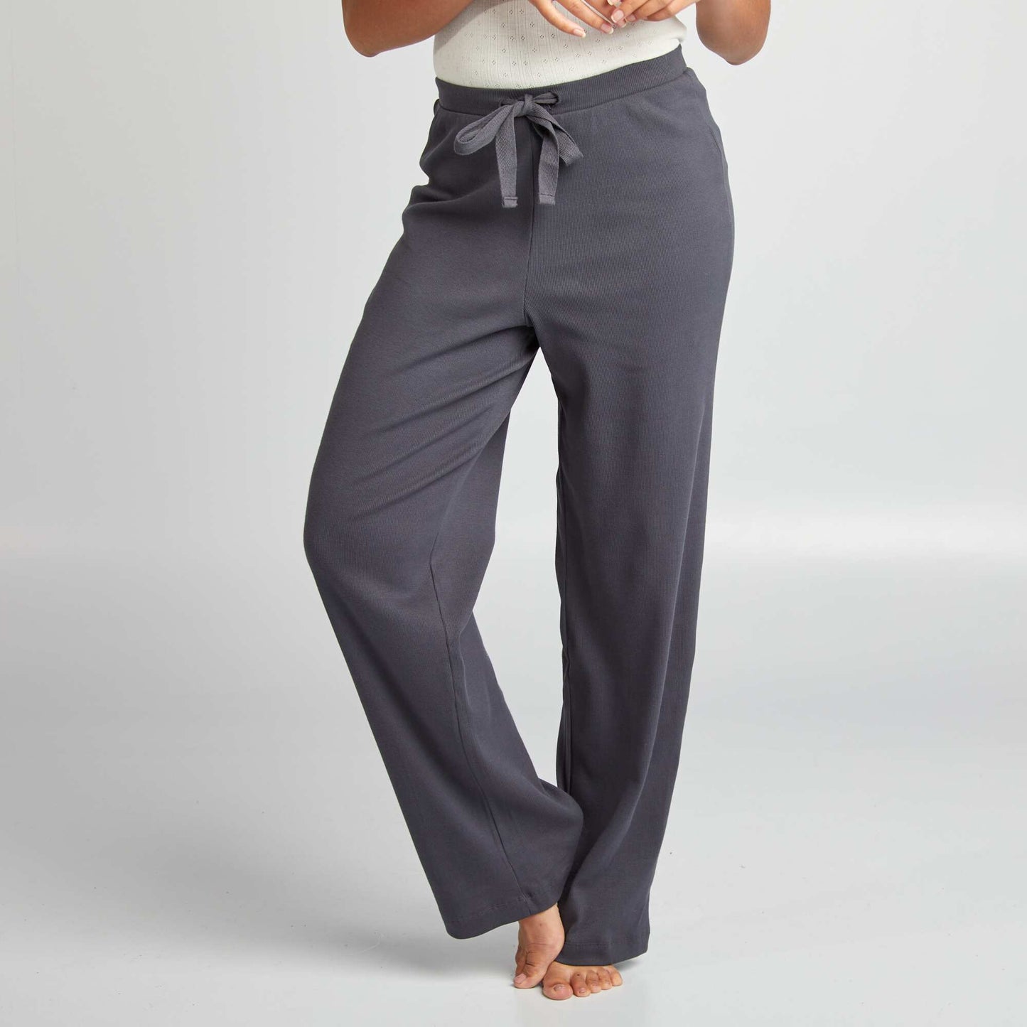 Pantalon de pyjama large rib Bleu