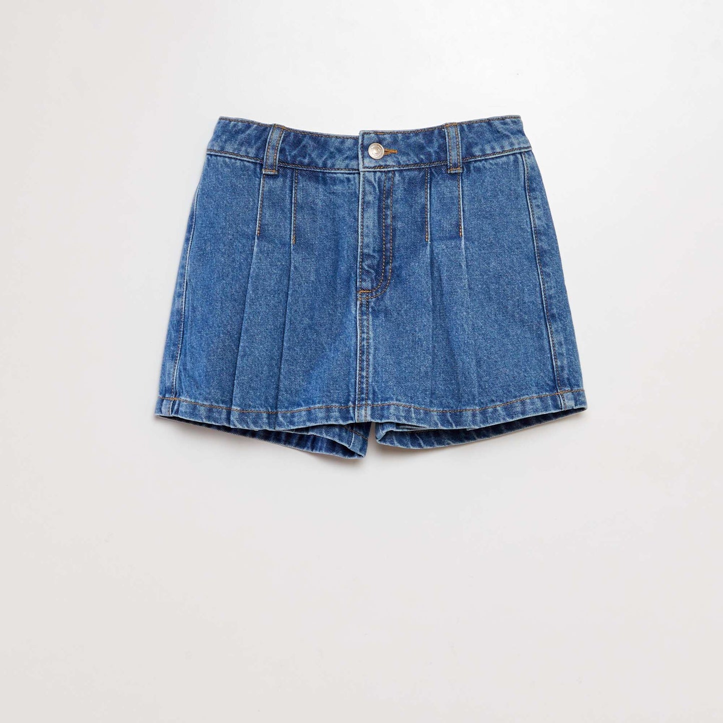 Mini jupe short en jean plissée Bleu