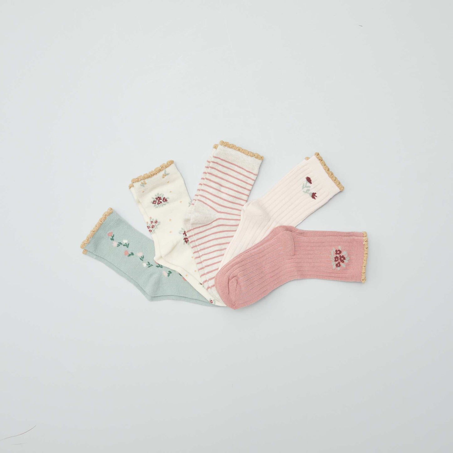 Lot de 5 paires de chaussettes colorées Doré