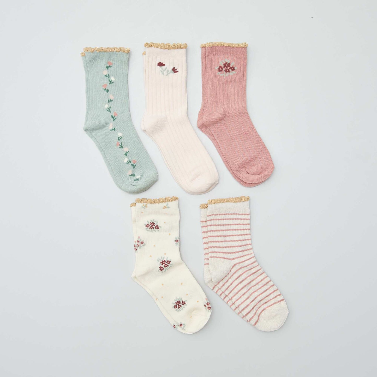 Lot de 5 paires de chaussettes colorées Doré