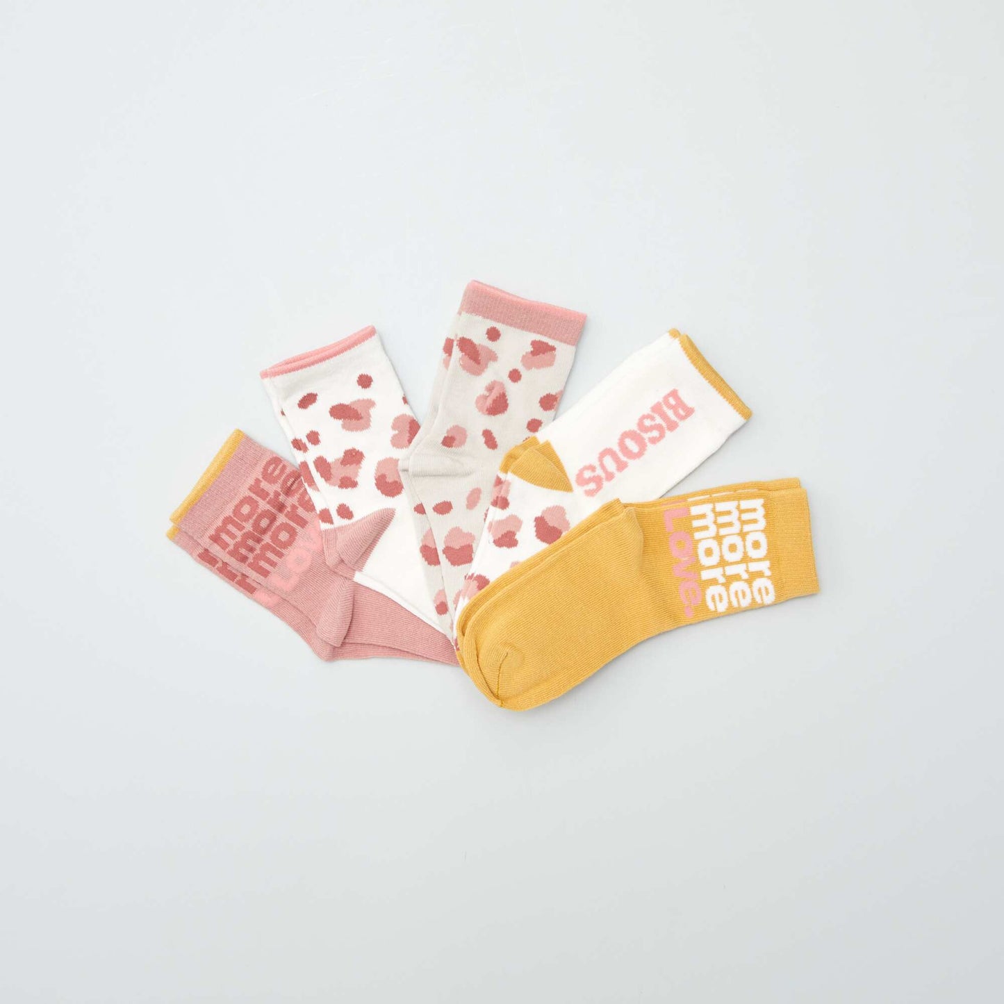 Lot de 5 paires de chaussettes colorées Jaune/rose