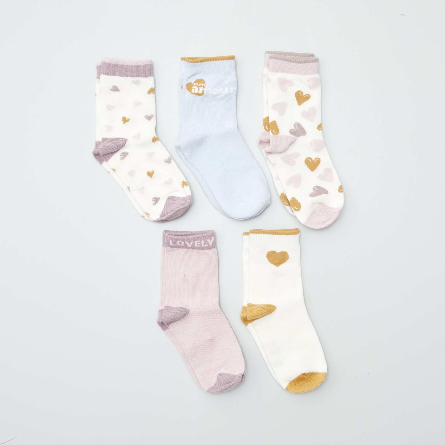 Lot de 5 paires de chaussettes colorées Blanc/rose