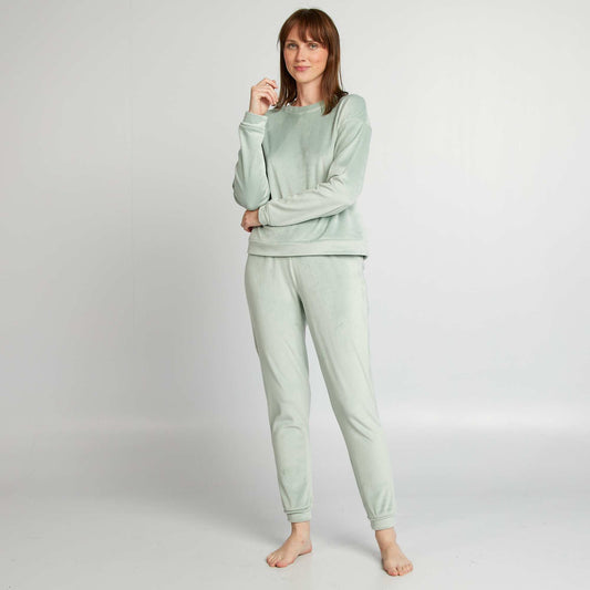 Ensemble pyjama 2 pièces en maille doudou Vert