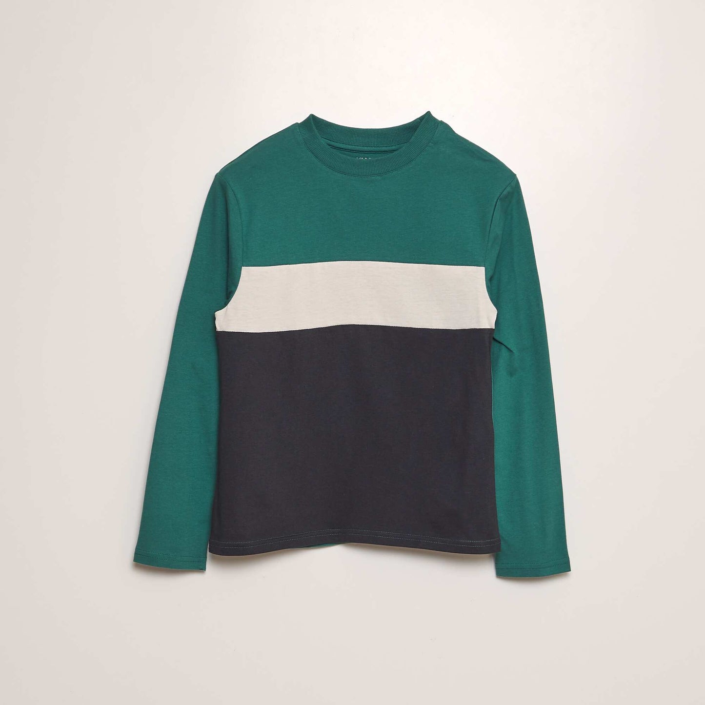 T-shirt en jersey color block Vert/blanc/bleu marine