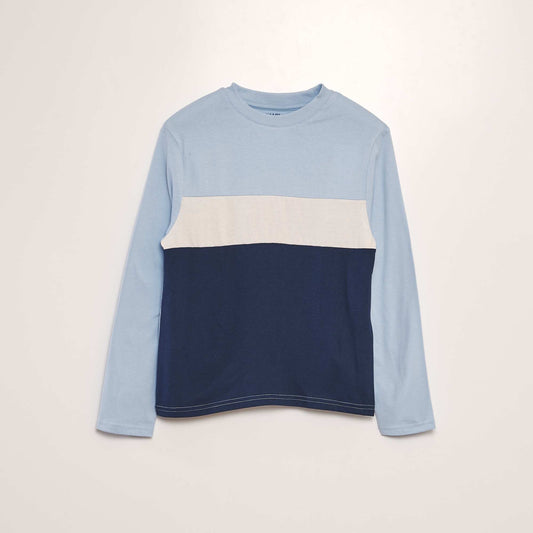 T-shirt en jersey color block Marron/blanc/bleu marine