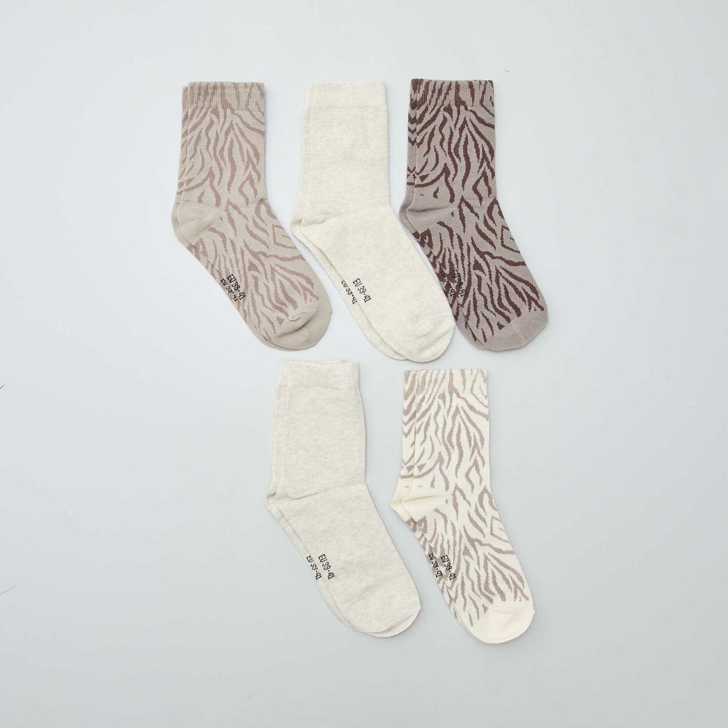 Lot de 5 paires de chaussettes fantaisies BEIGE