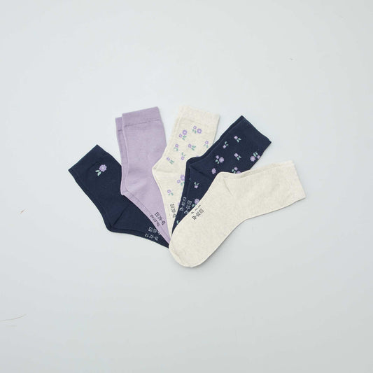 Lot de 5 paires de chaussettes fantaisies BLEU