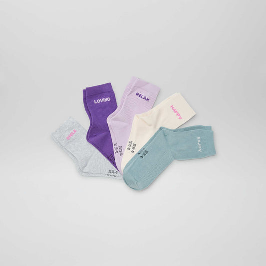 Lot de 5 paires de chaussettes fantaisies VIOLET