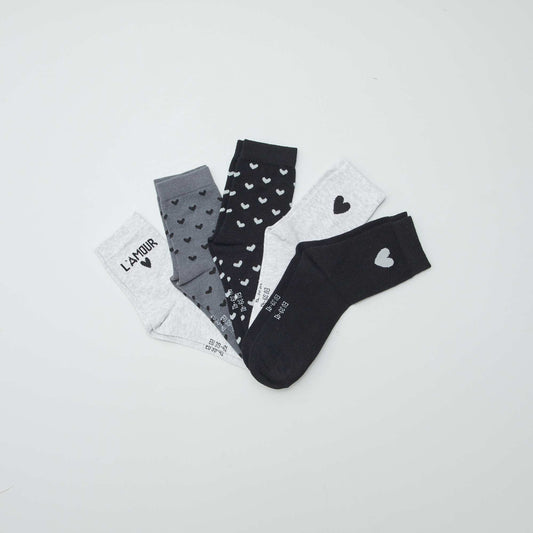 Lot de 5 paires de chaussettes fantaisies NOIR