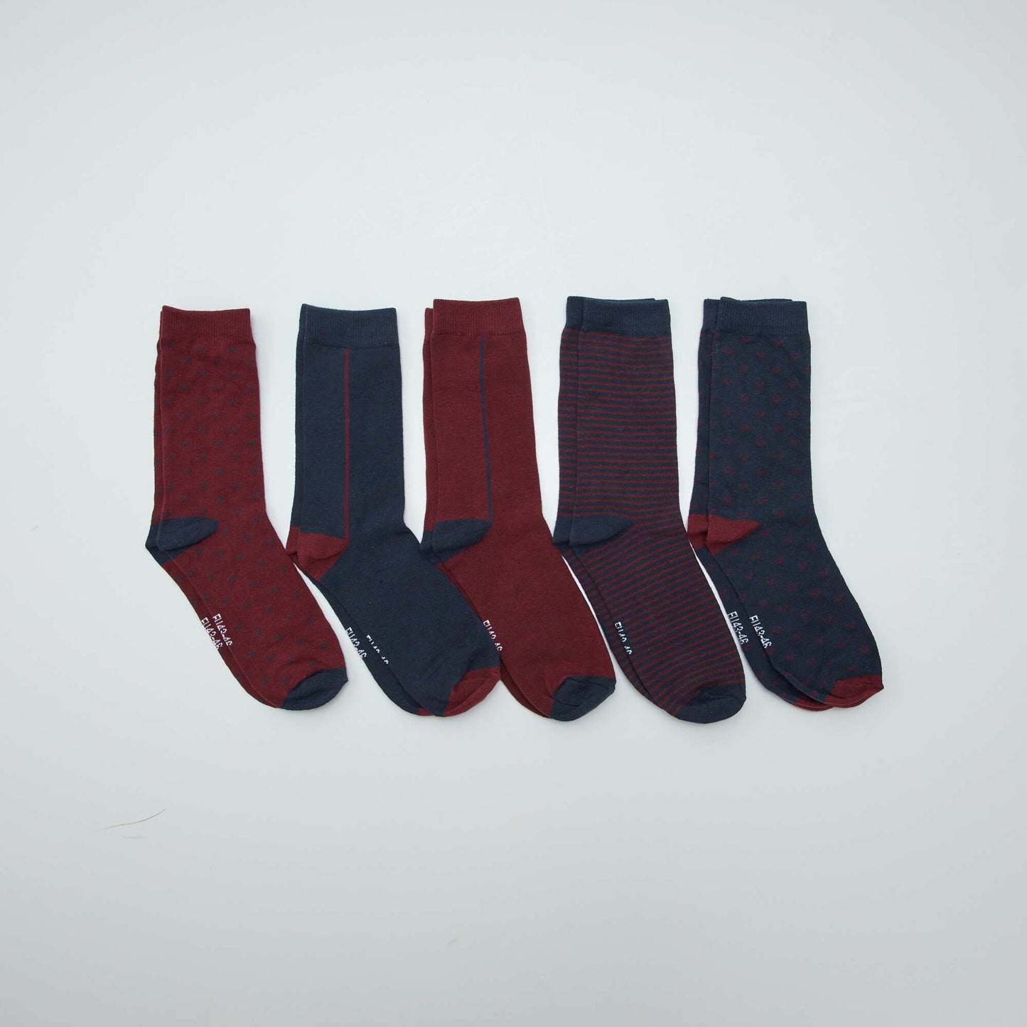 Chaussettes hautes en maille - Lot de 5 Bleu/rouge