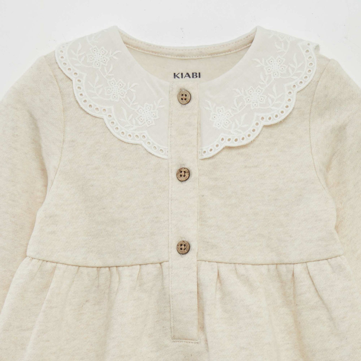 Robe avec col brodé Beige