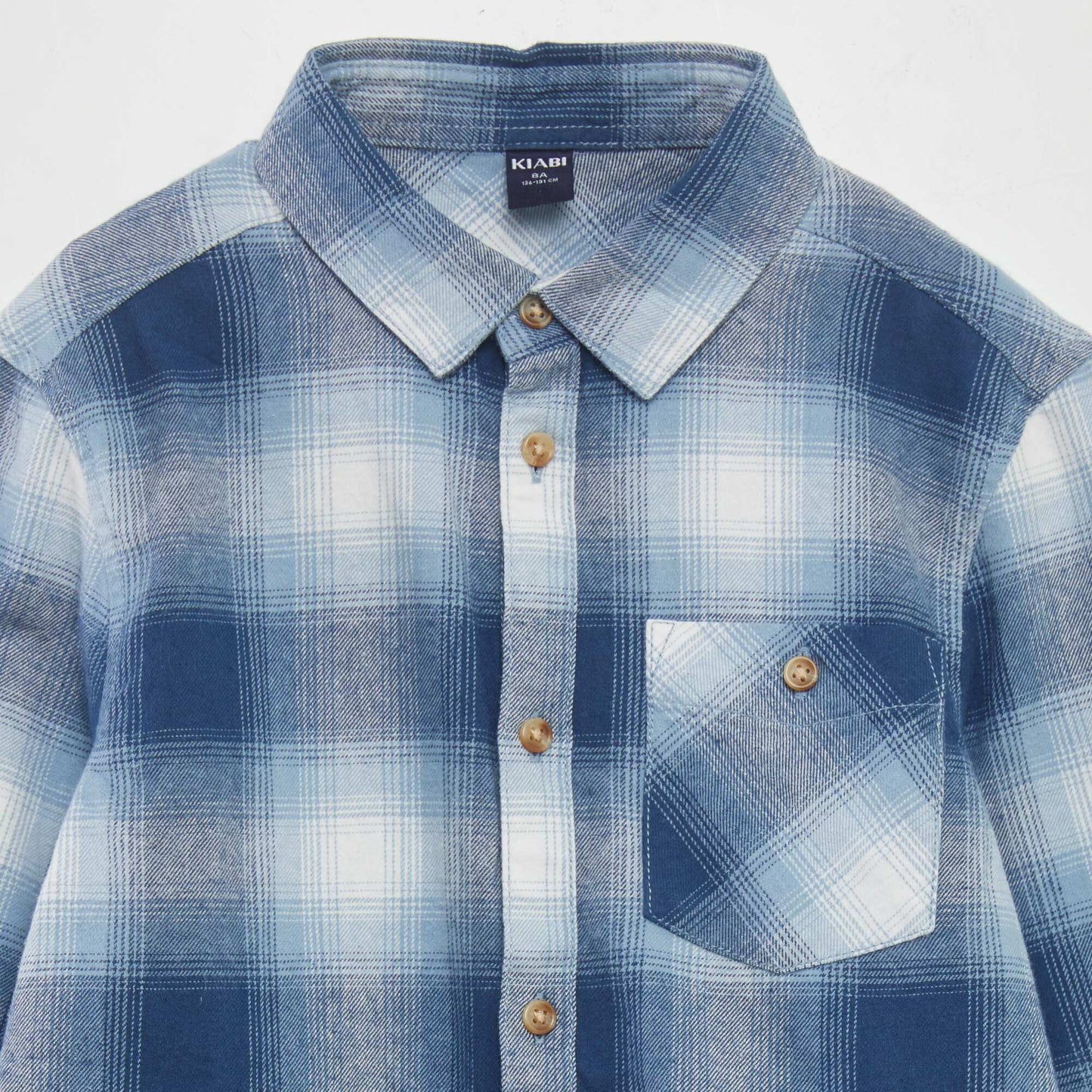 Chemise droite en flanelle Bleu