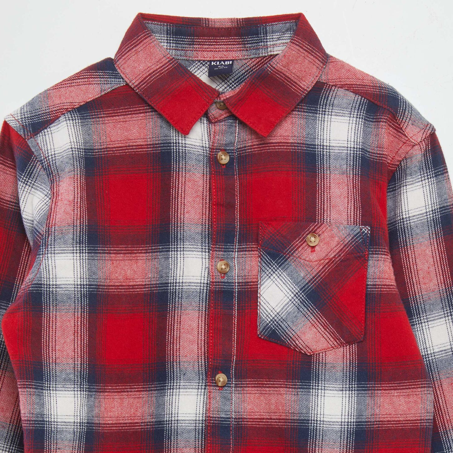 Chemise droite en flanelle Rouge