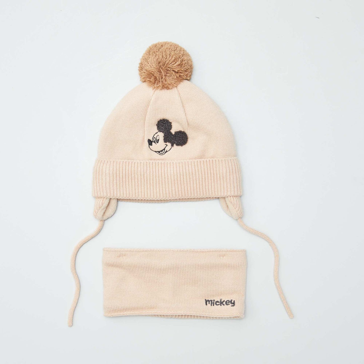 Ensemble bonnet + snood 'Mickey' Beige