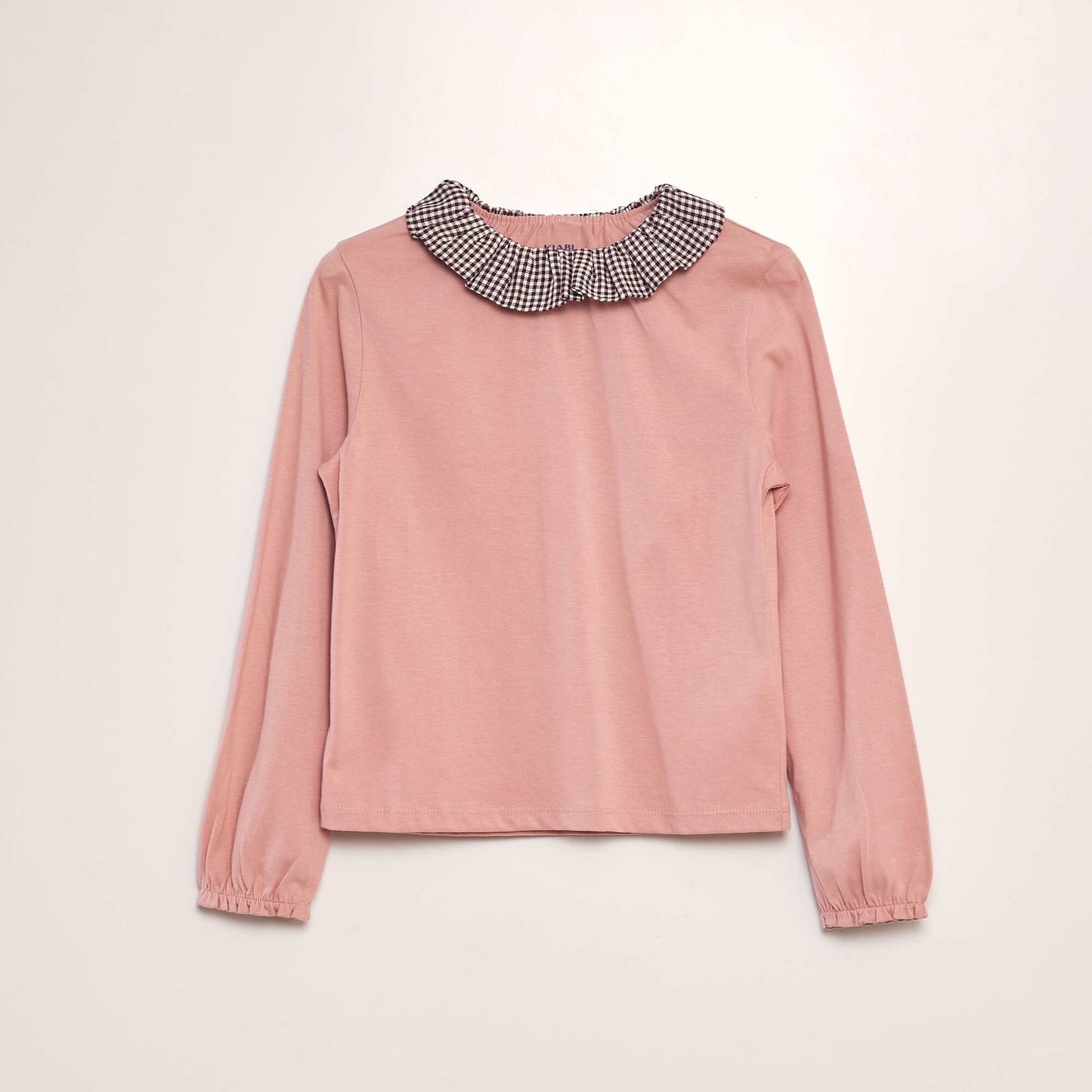 T-shirt en jersey col collerette Rose