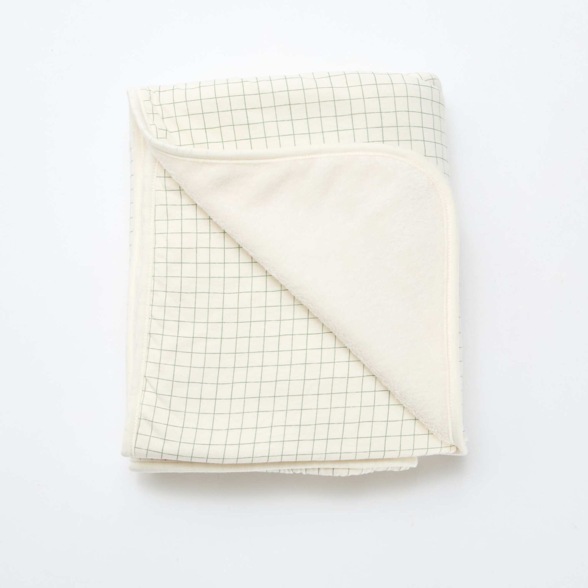 Couverture imprimée avec intérieur effet polaire BLANC