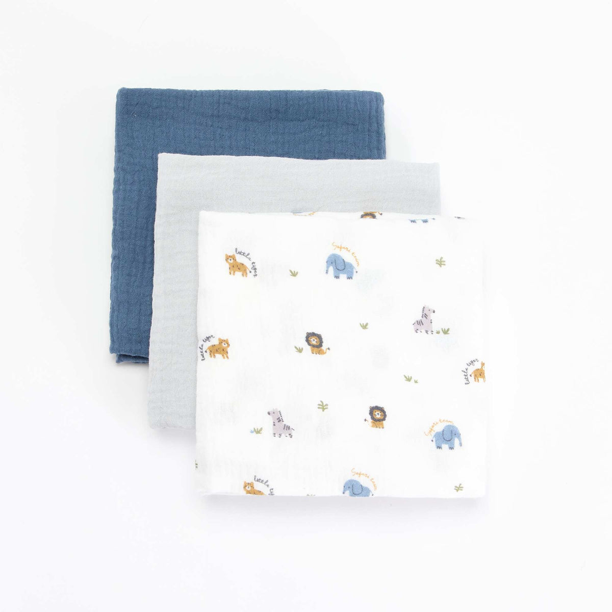 Lot de 3 langes BLEU