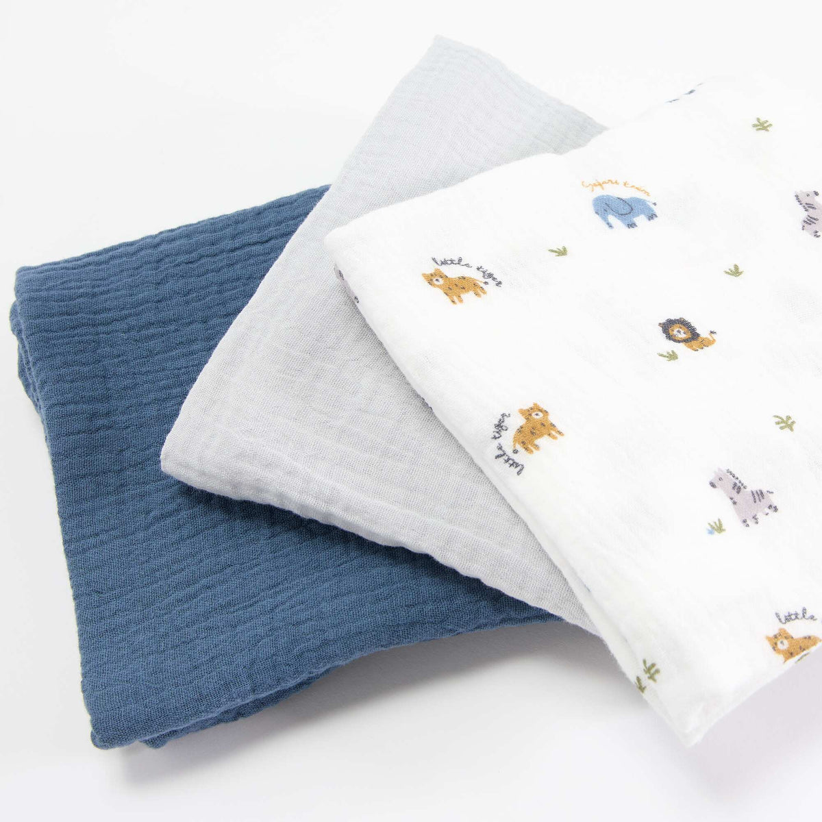 Lot de 3 langes BLEU