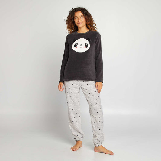 Pyjama sweat + pantalon en polaire - 2 pièces Gris