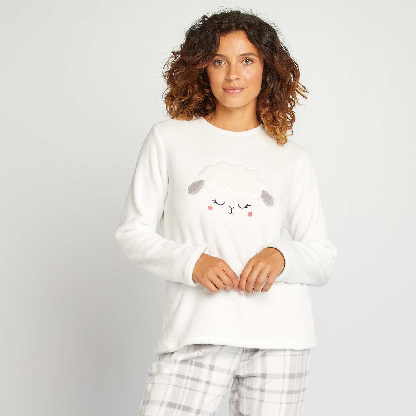 Pyjama sweat + pantalon en polaire - 2 pièces Blanc