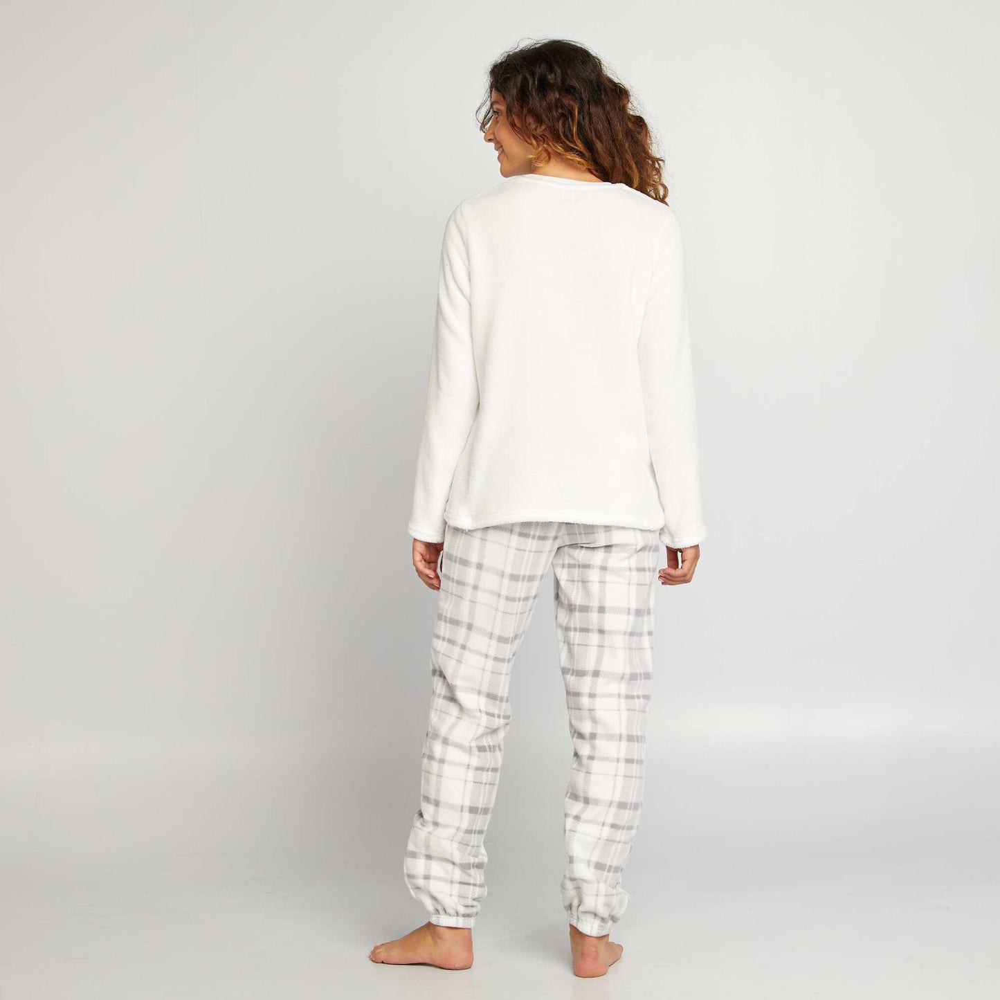 Pyjama sweat + pantalon en polaire - 2 pièces Blanc