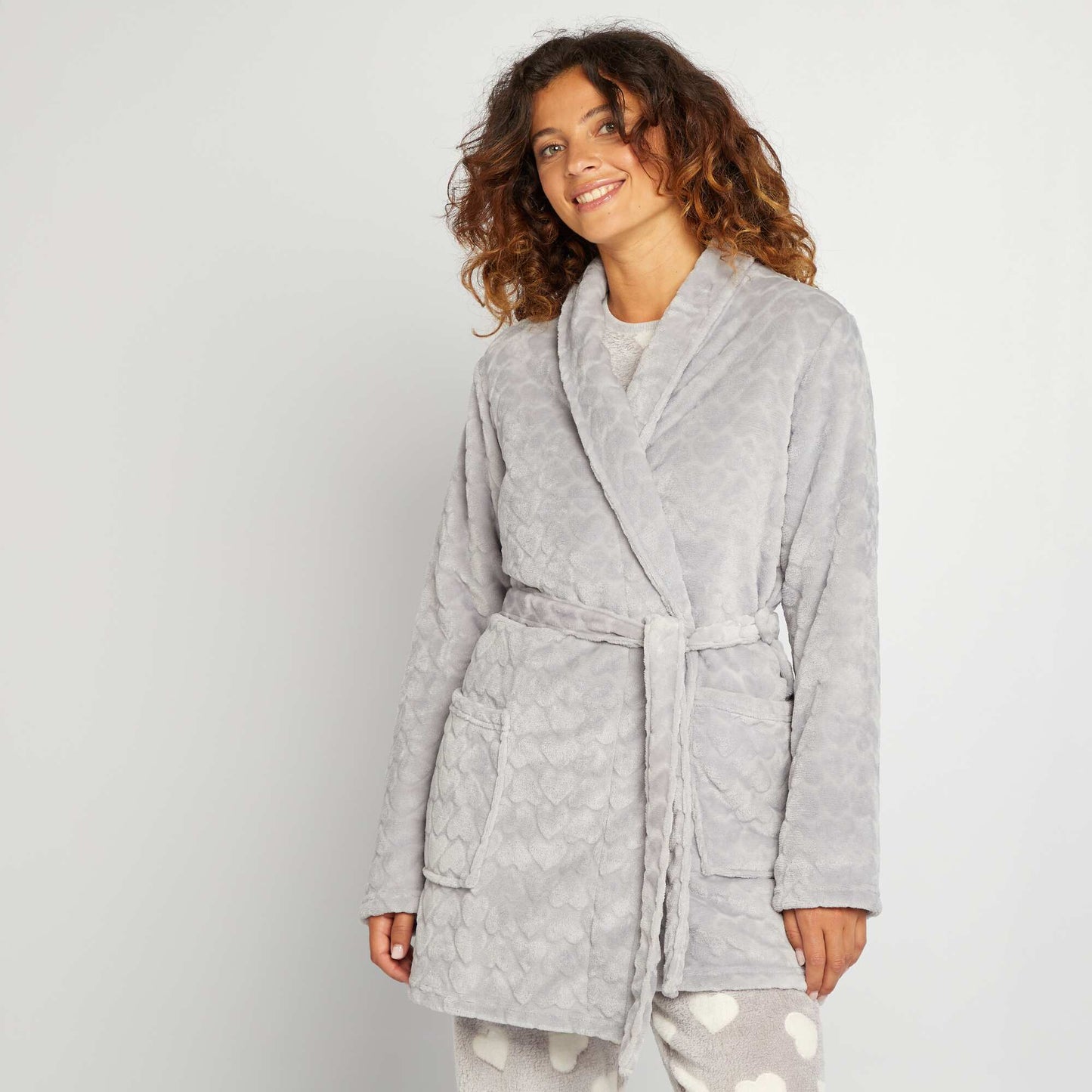 Robe de chambre en polaire Gris