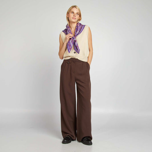 Pantalon tailleur large Marron