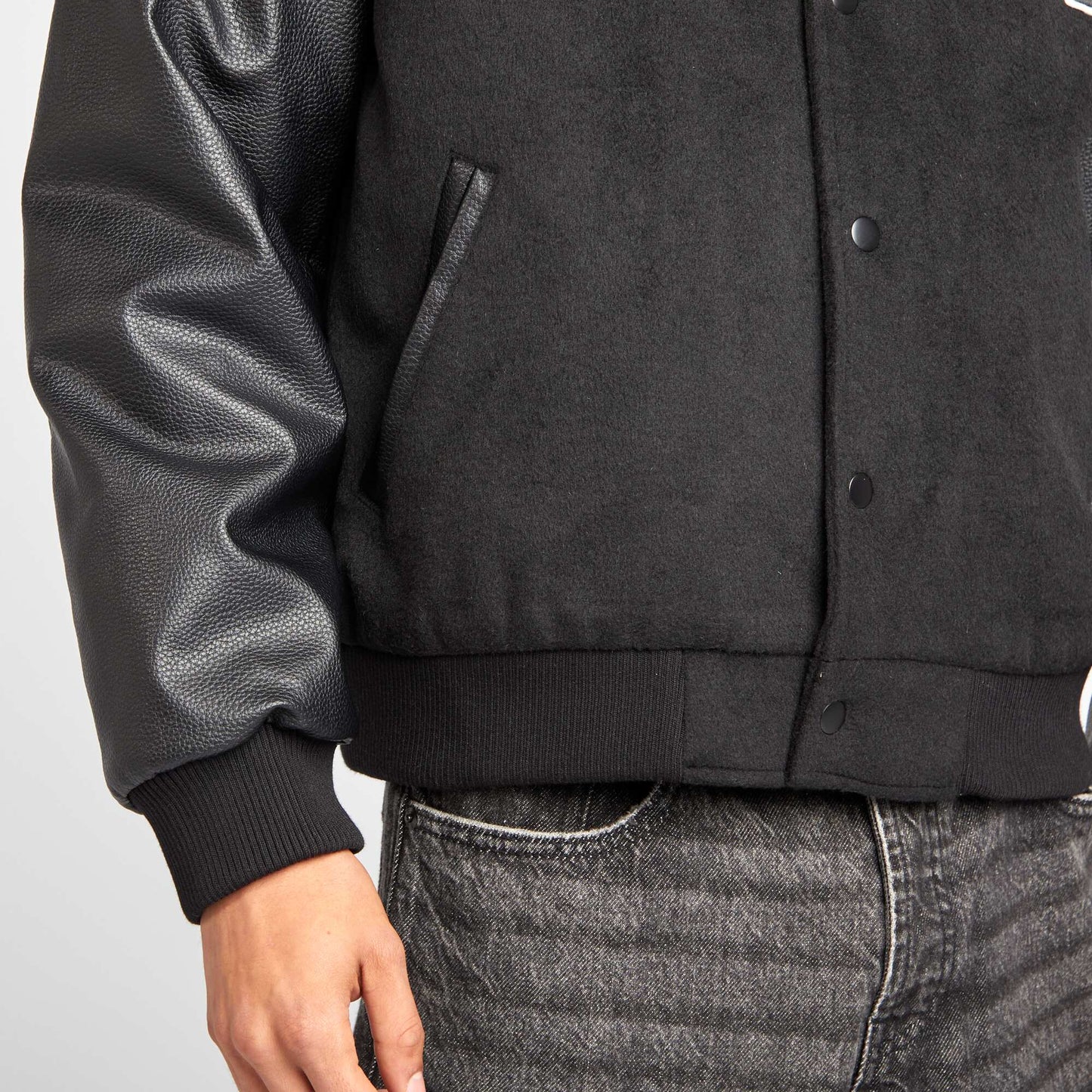 Blouson aviateur bi-matière Noir