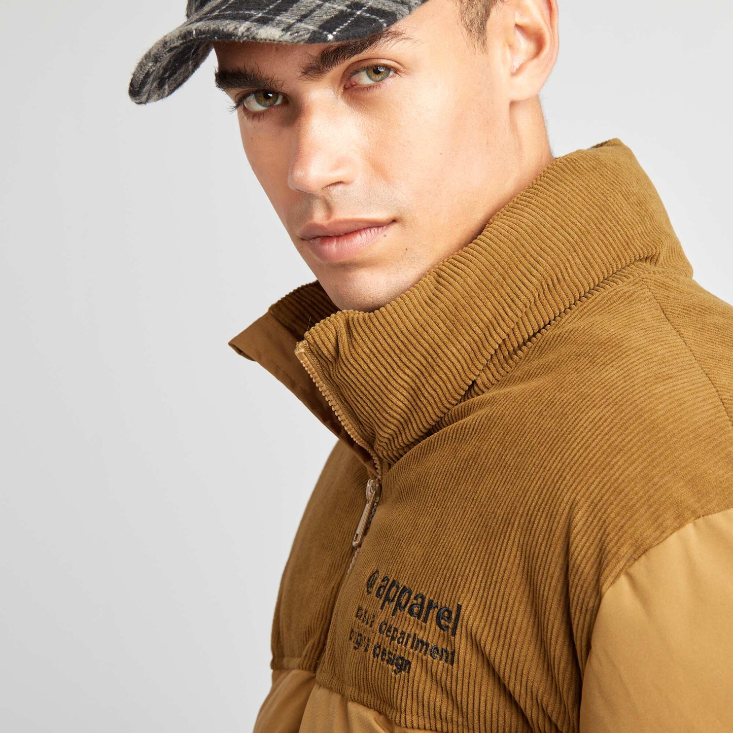 Blouson matelassé avec velours Beige