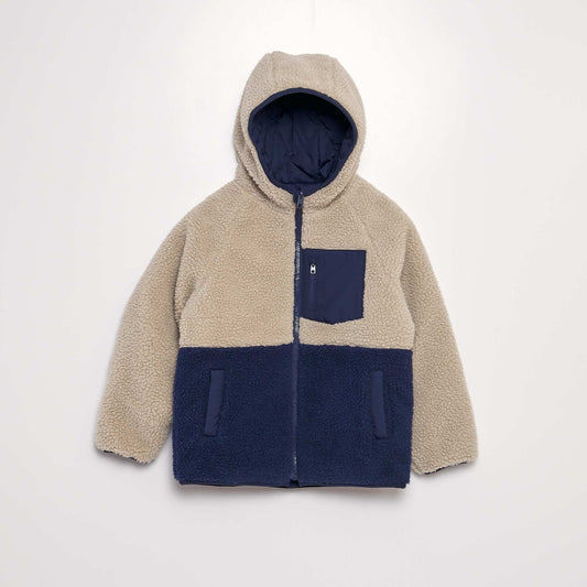 Blouson réversible en sherpa Beige/bleu