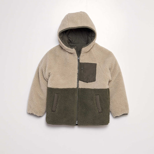 Blouson réversible en sherpa Beige/kaki